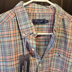 NWT Vineyard Vines Button Down (Pink & Blue Plaid) Shirt in Large
